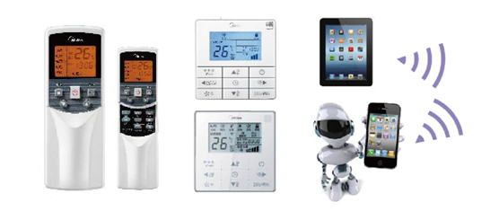 美的家用中央空調尊享家系列手機、平板等智能控制系統，多種控制方式