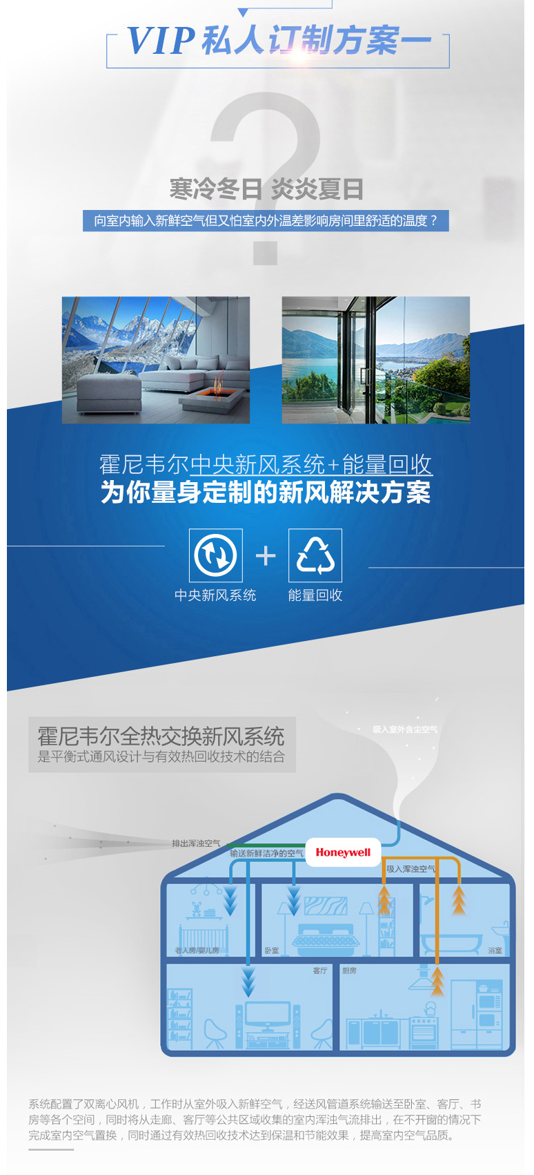 霍尼韦尔新风系统家用全屋全热交换器 ER150S1NPOBSP~ER800S1N