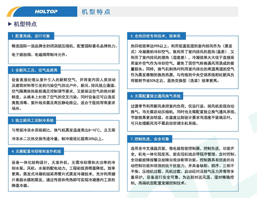 环都拓普冷凝排风热回收新风换气机3000~20000风量HLN-030~HLN-200机型特点