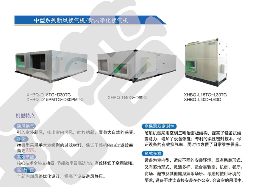 环都拓普落地新风换气机新风净化机1500~3000风量XHBQ-L15~30TG/XHBQ-D15~30PMTG